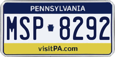 PA license plate MSP8292