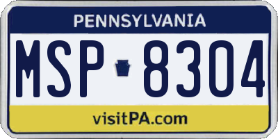 PA license plate MSP8304