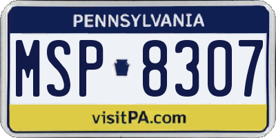 PA license plate MSP8307