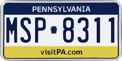 PA license plate MSP8311