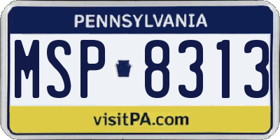 PA license plate MSP8313