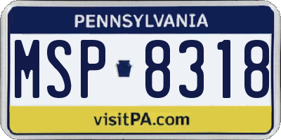 PA license plate MSP8318