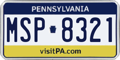 PA license plate MSP8321