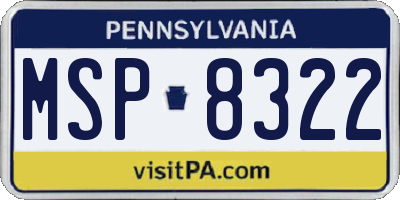 PA license plate MSP8322