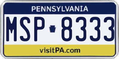 PA license plate MSP8333