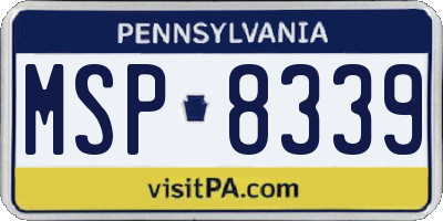 PA license plate MSP8339
