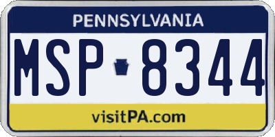 PA license plate MSP8344