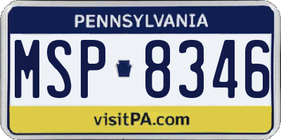 PA license plate MSP8346