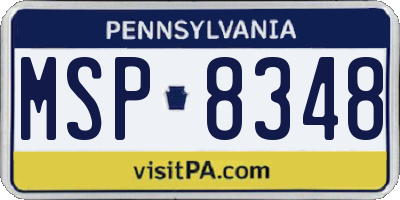PA license plate MSP8348