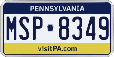 PA license plate MSP8349