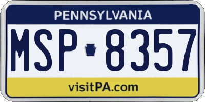 PA license plate MSP8357