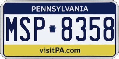 PA license plate MSP8358