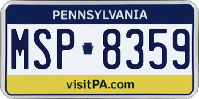 PA license plate MSP8359