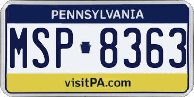 PA license plate MSP8363