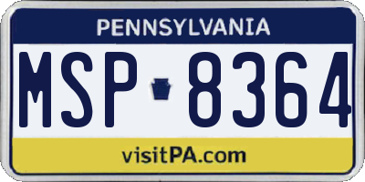 PA license plate MSP8364