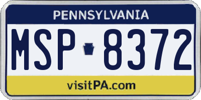 PA license plate MSP8372