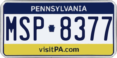 PA license plate MSP8377