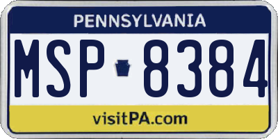 PA license plate MSP8384