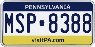 PA license plate MSP8388