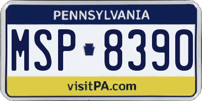 PA license plate MSP8390