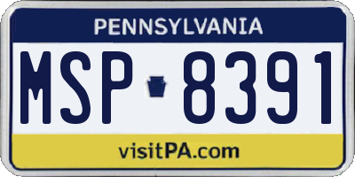 PA license plate MSP8391