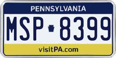 PA license plate MSP8399