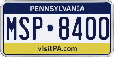 PA license plate MSP8400