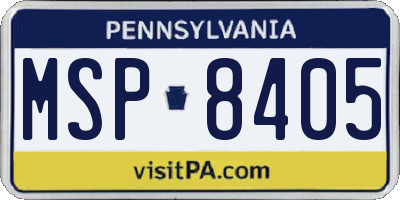 PA license plate MSP8405
