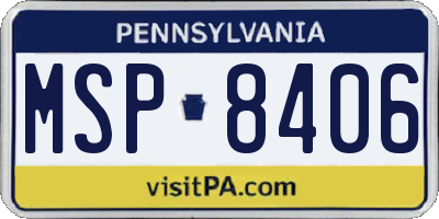 PA license plate MSP8406