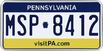 PA license plate MSP8412