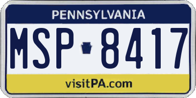 PA license plate MSP8417
