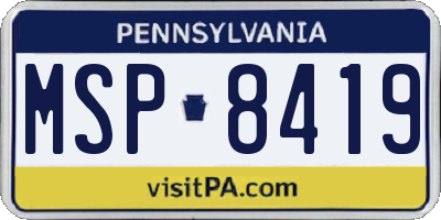 PA license plate MSP8419