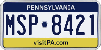 PA license plate MSP8421