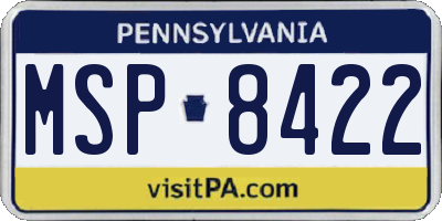 PA license plate MSP8422
