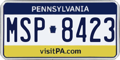 PA license plate MSP8423