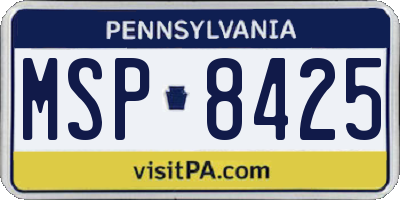 PA license plate MSP8425