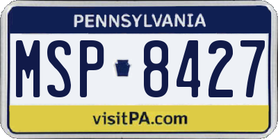 PA license plate MSP8427