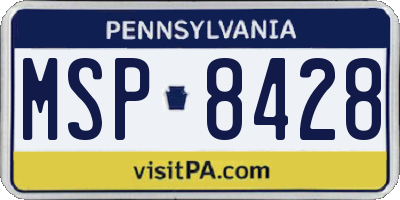 PA license plate MSP8428