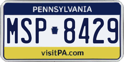 PA license plate MSP8429