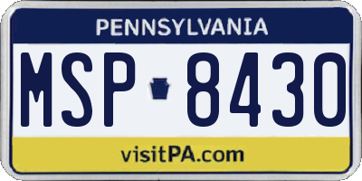 PA license plate MSP8430