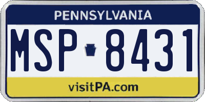PA license plate MSP8431