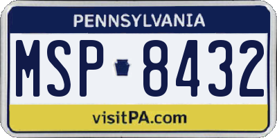 PA license plate MSP8432