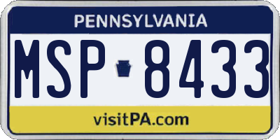 PA license plate MSP8433