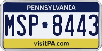PA license plate MSP8443