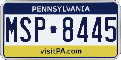 PA license plate MSP8445