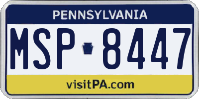 PA license plate MSP8447