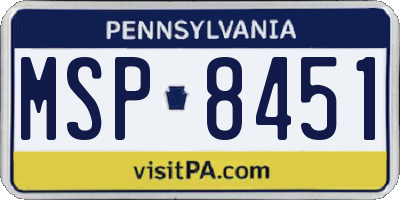 PA license plate MSP8451