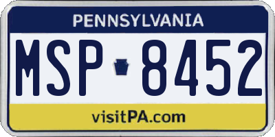 PA license plate MSP8452