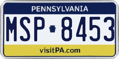 PA license plate MSP8453