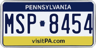 PA license plate MSP8454